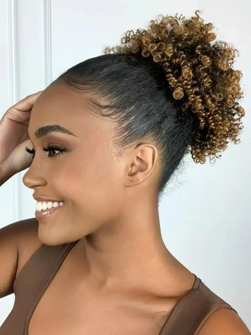 Afro Puff Castanho Raiz Preta Cacheado 1B/30