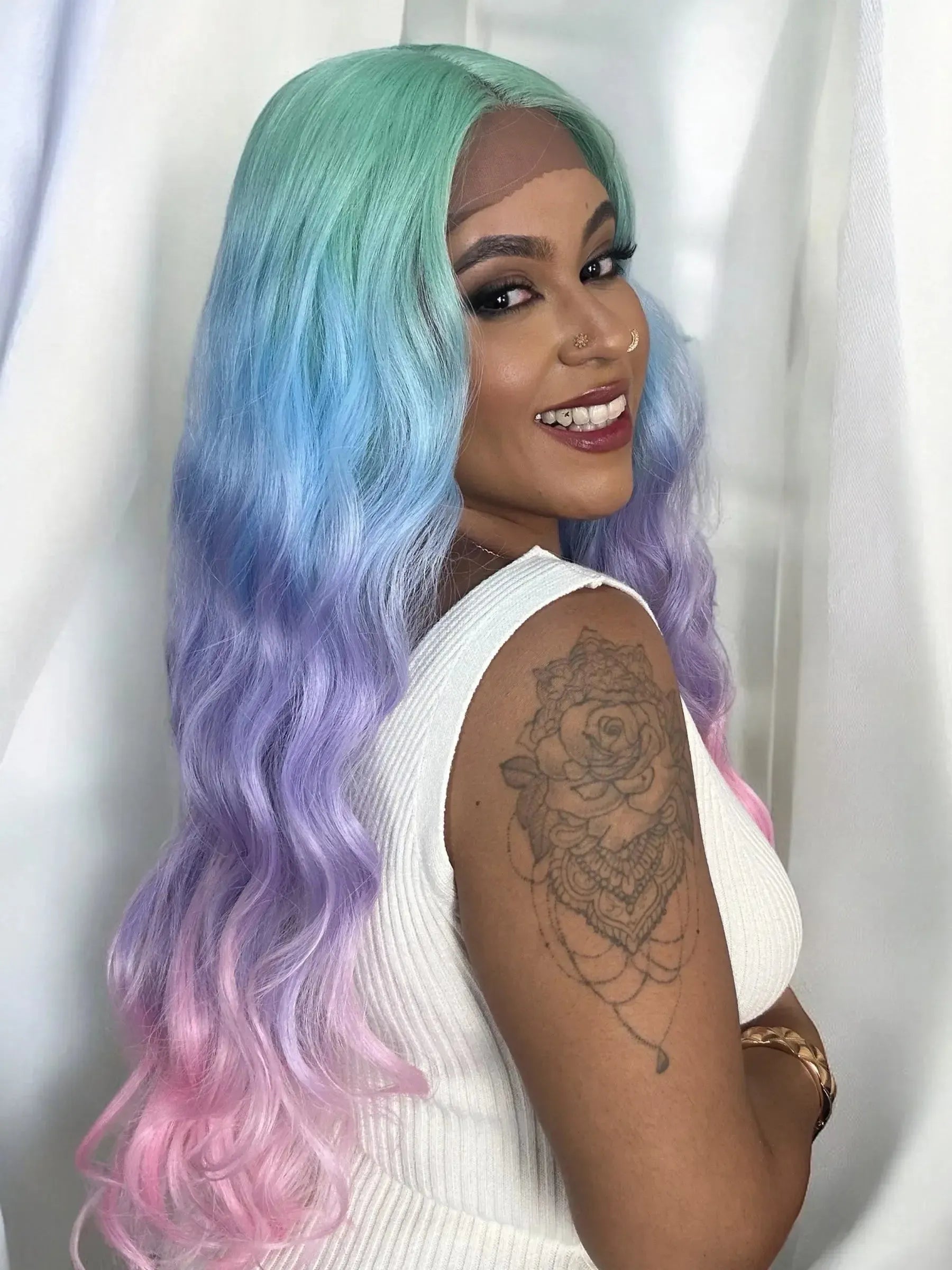 Lace Front Arcoiris Cores Ondulada
