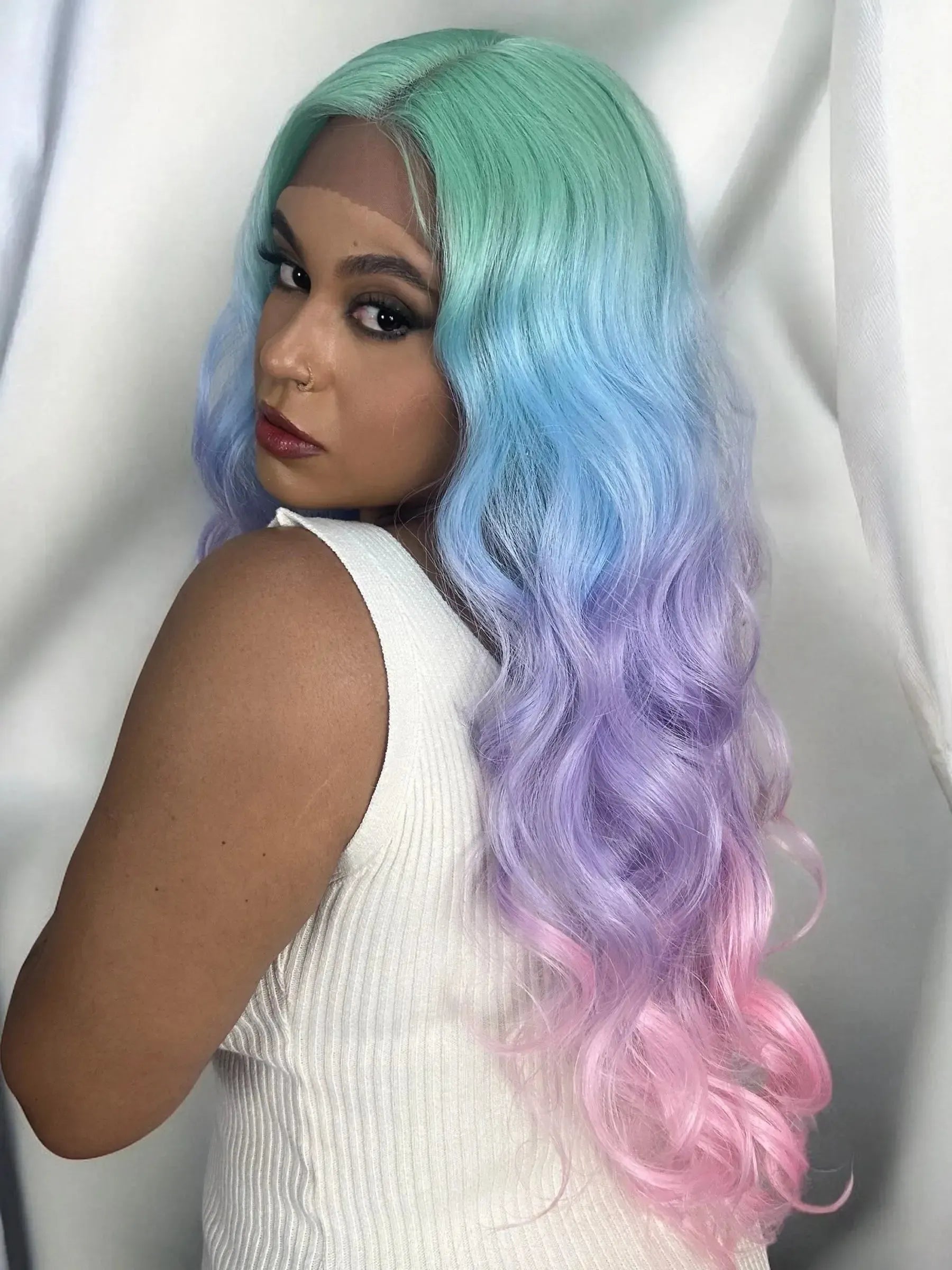 Lace Front Arcoiris Cores Ondulada