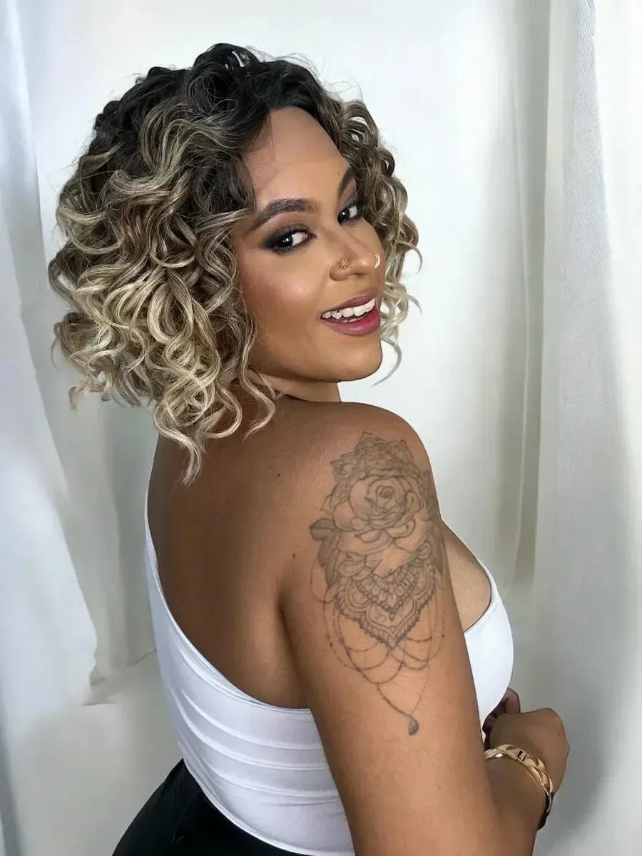 Lace Front Babi Loira Cacheada Ondulada