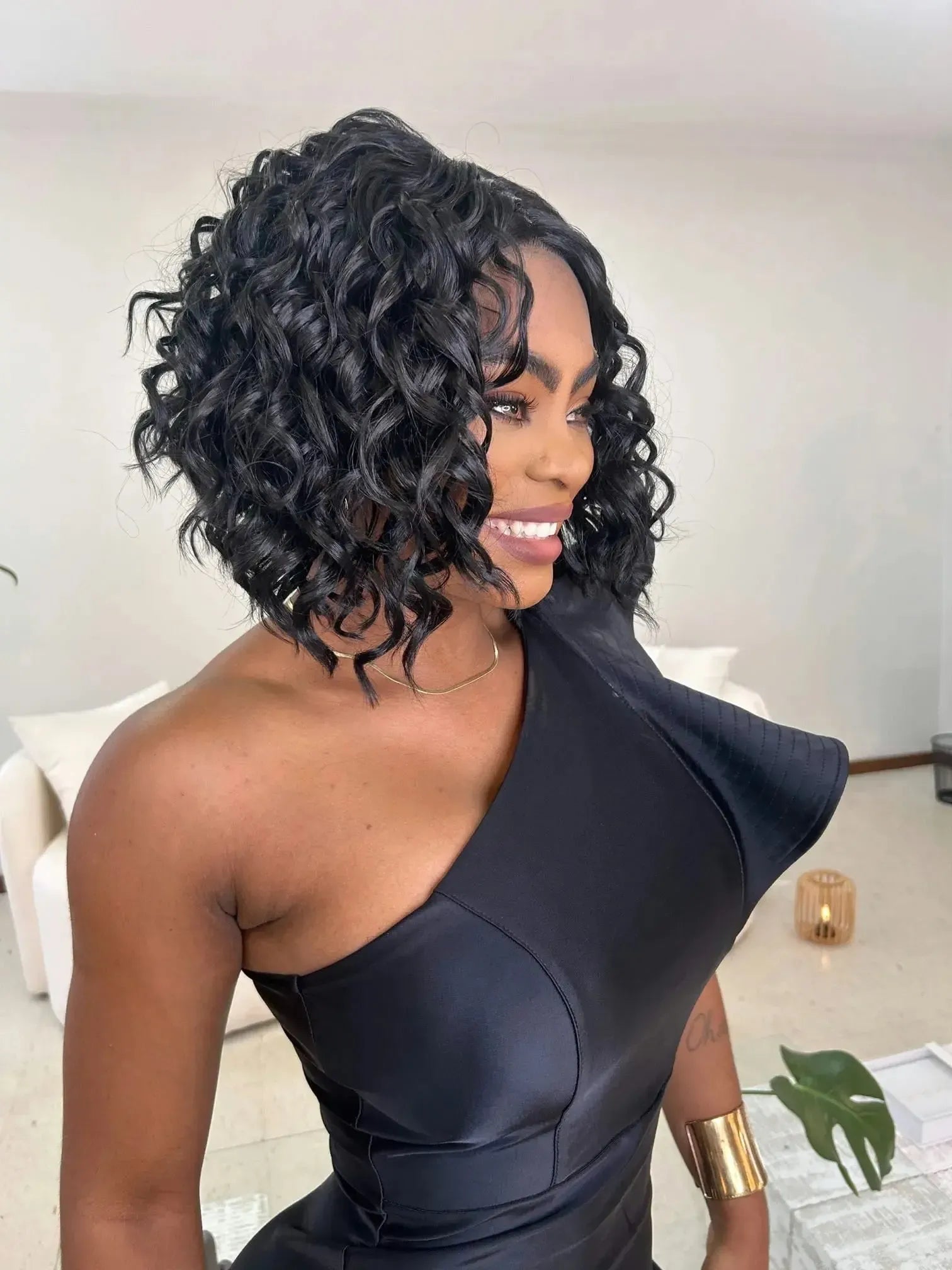 Lace Front Babi Preta Ondulada Cacheada