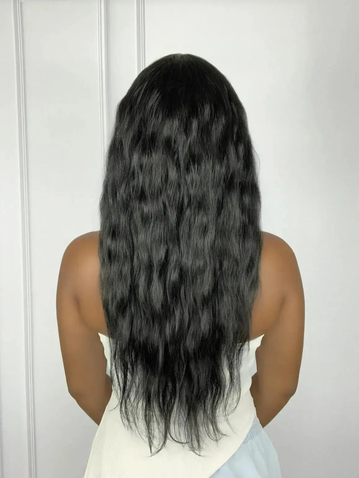 Lace Front Bianca Preta Ondulada (Human Hair Blend)