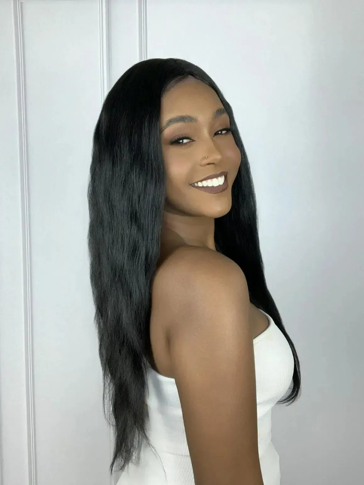 Lace Front Bianca Preta Ondulada (Human Hair Blend)
