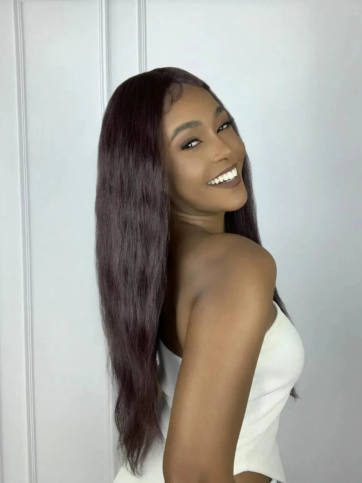 Lace Front Bianca Ruiva 99J Ondulada (Human Hair Blend)
