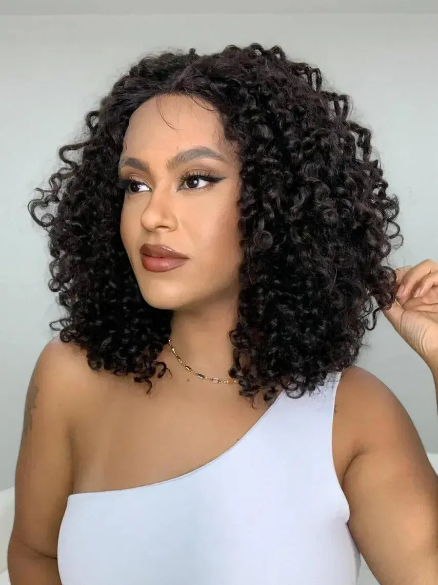 Lace Front Bio Fibra Donna Castanho Escuro Cacheada