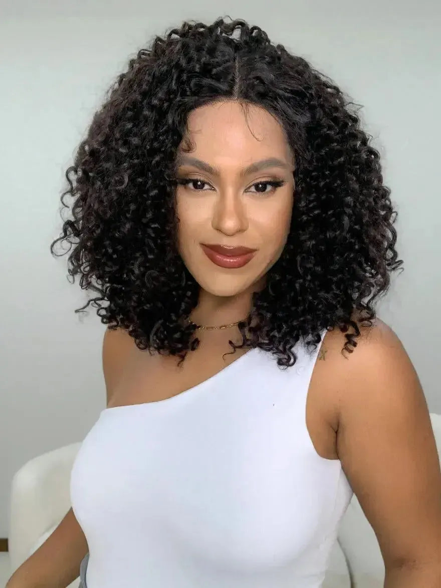 Lace Front Bio Fibra Donna Castanho Escuro Cacheada
