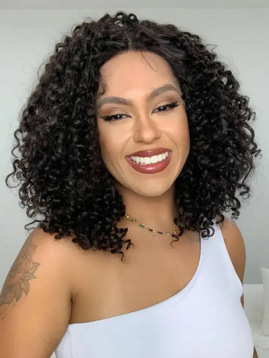 Lace Front Bio Fibra Donna Castanho Escuro Cacheada