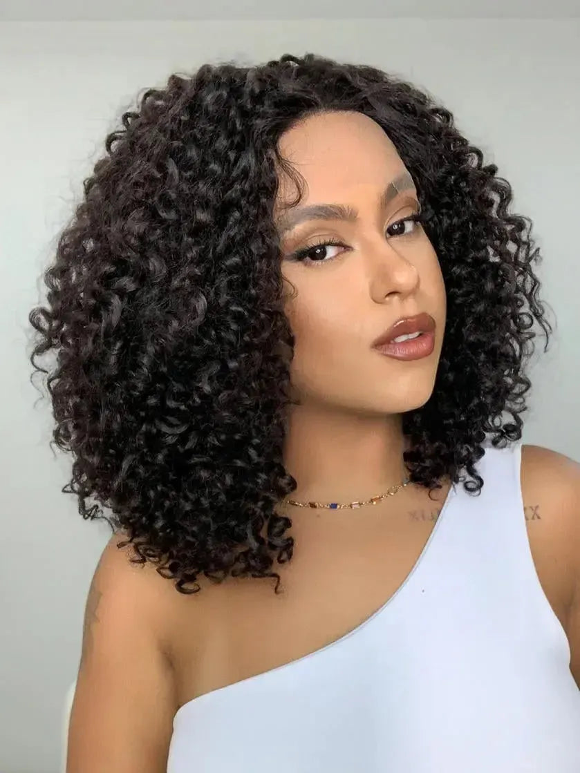 Lace Front Bio Fibra Donna Castanho Escuro Cacheada