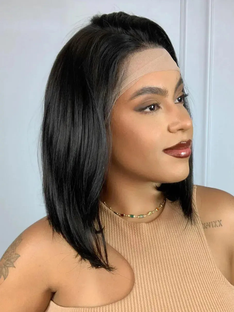 Lace Front Cabelo Humano Longbob Nadia Castanho Escuro Natural - Repartição Livre 13x4