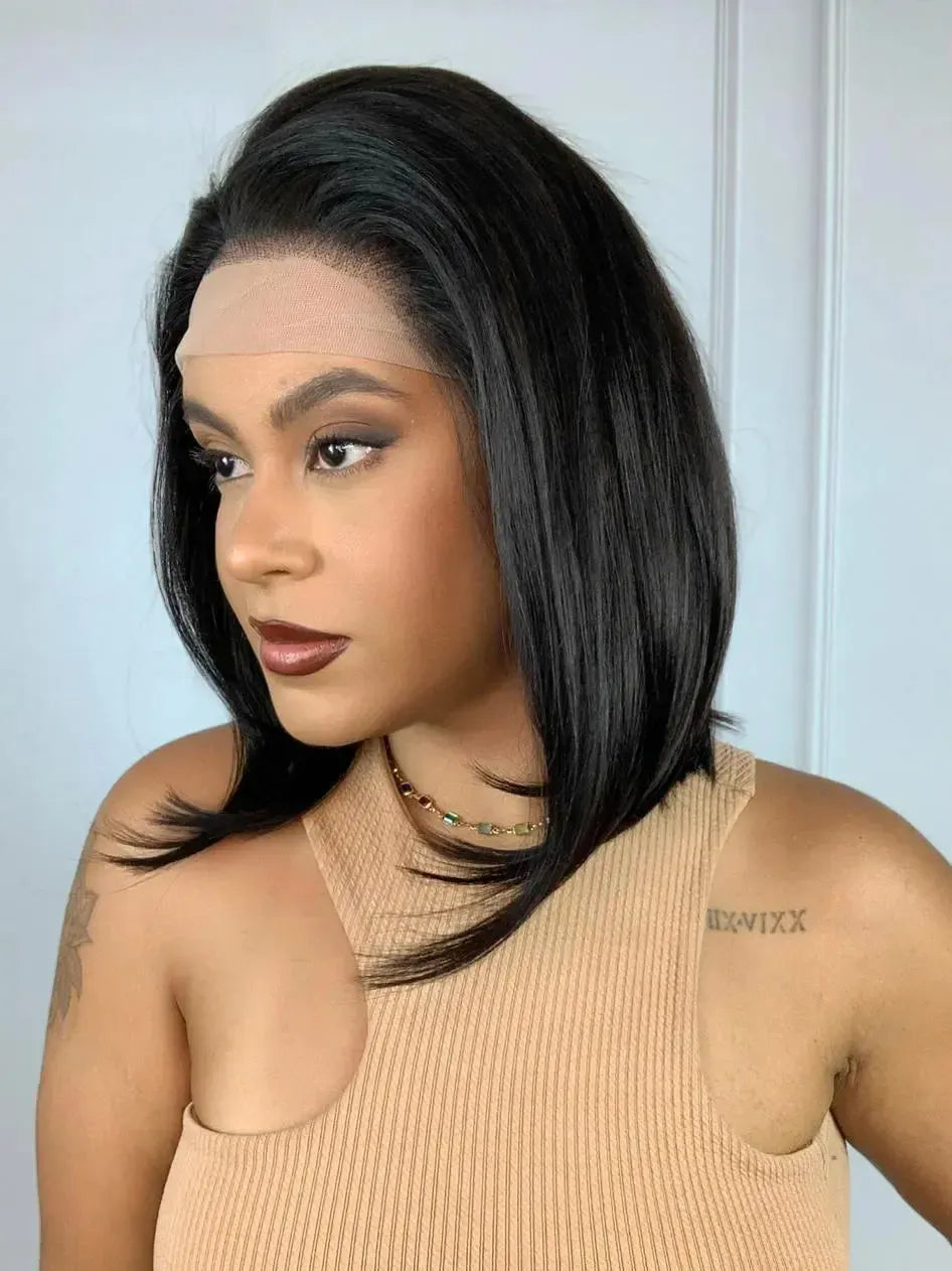 Lace Front Cabelo Humano Longbob Nadia Castanho Escuro Natural - Repartição Livre 13x4