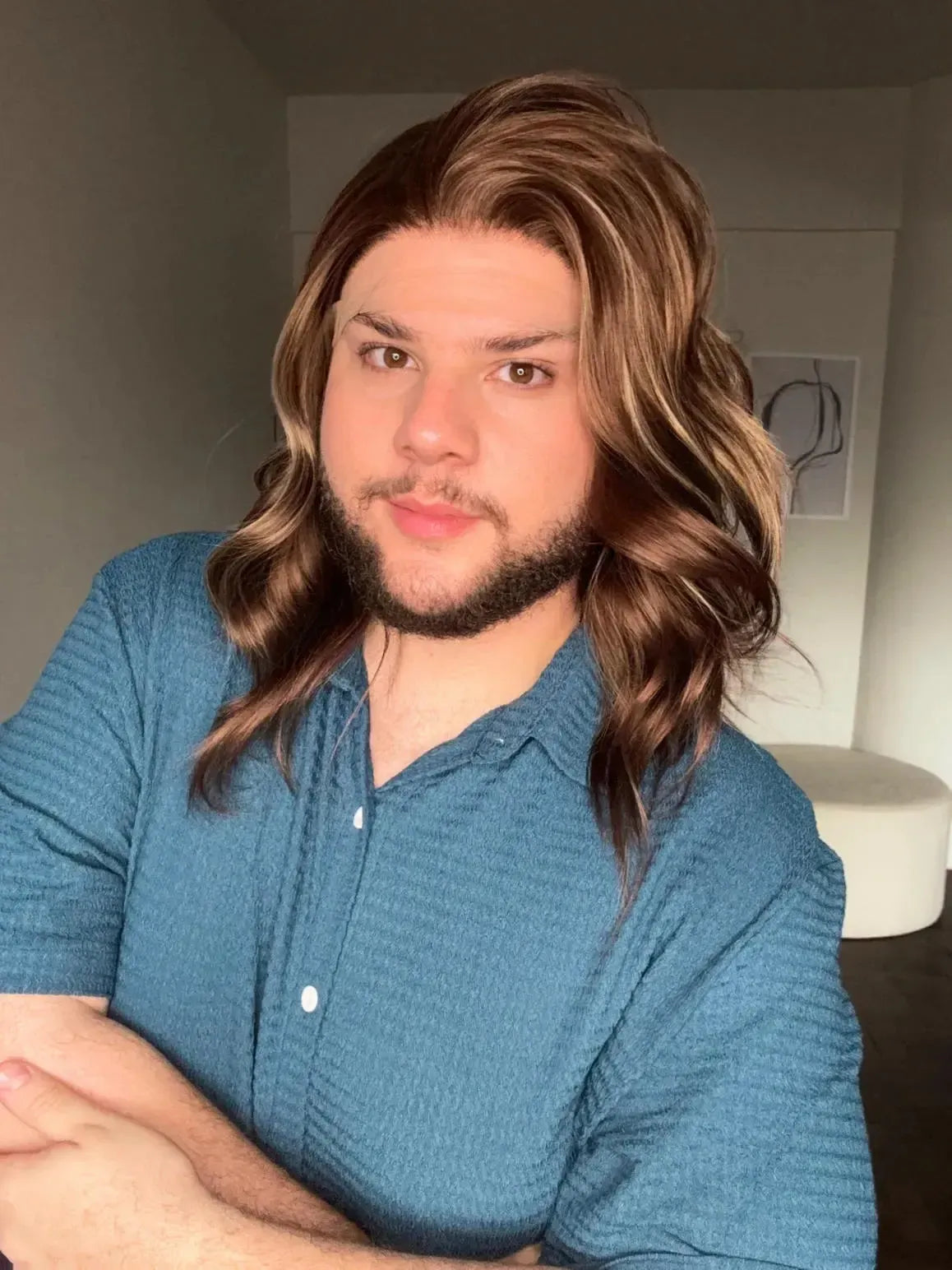 Lace Front Castanha Luzes Repartição Livre 13x3 Peça Única 067