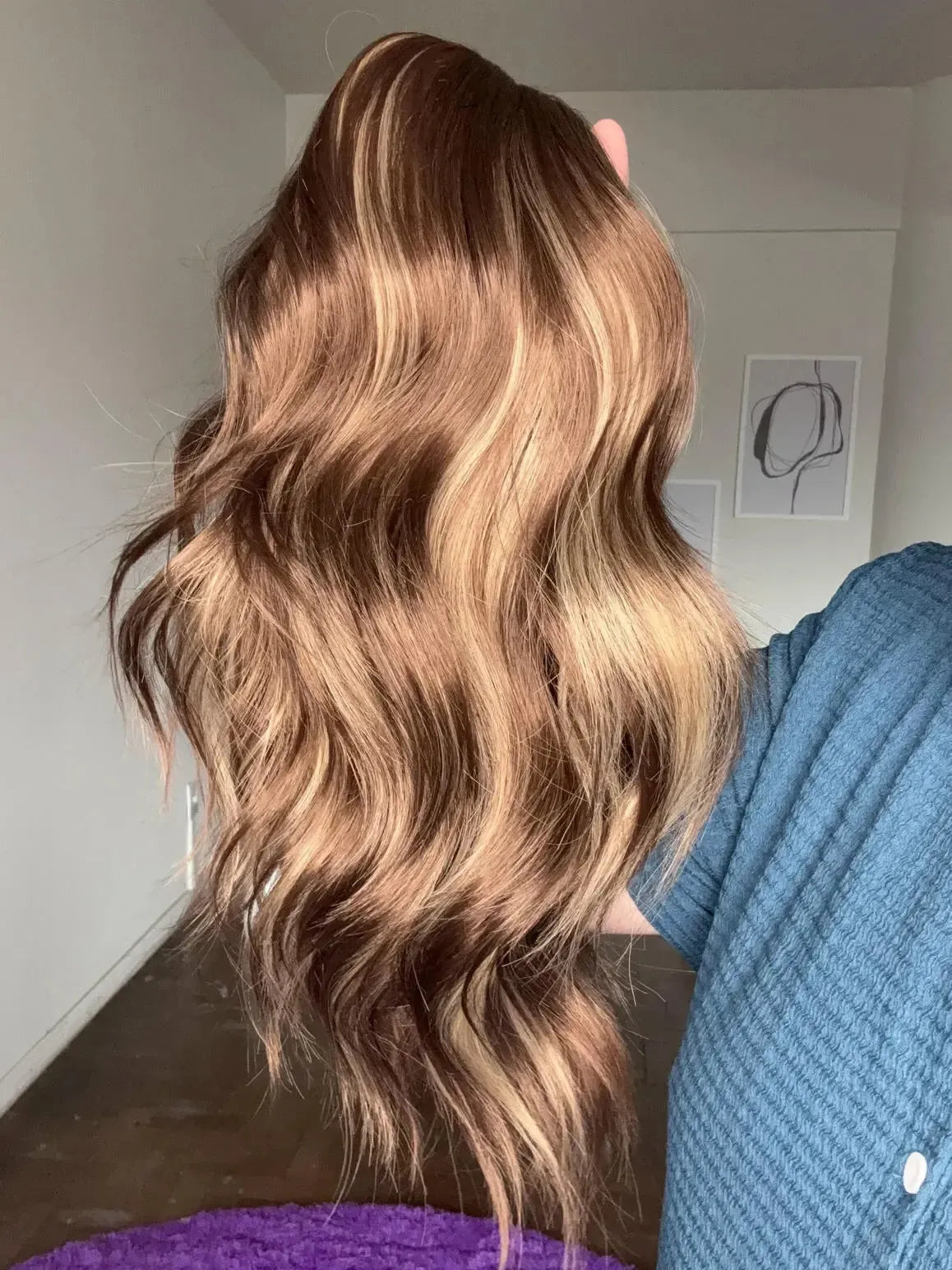 Lace Front Castanha Luzes Repartição Livre 13x3 Peça Única 067