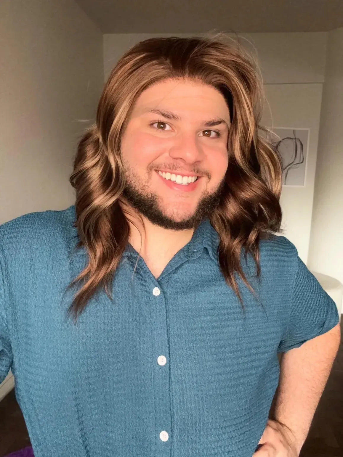 Lace Front Castanha Luzes Repartição Livre 13x3 Peça Única 067