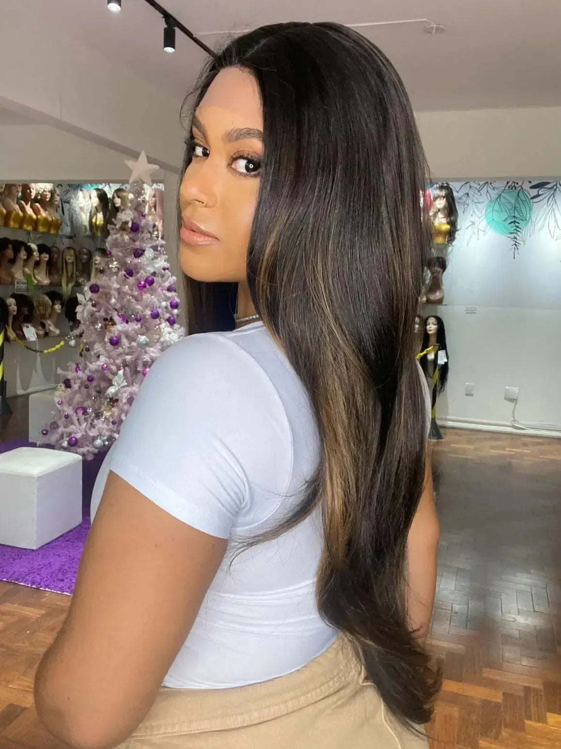 Lace Front Cida Castanho Luzes TF2