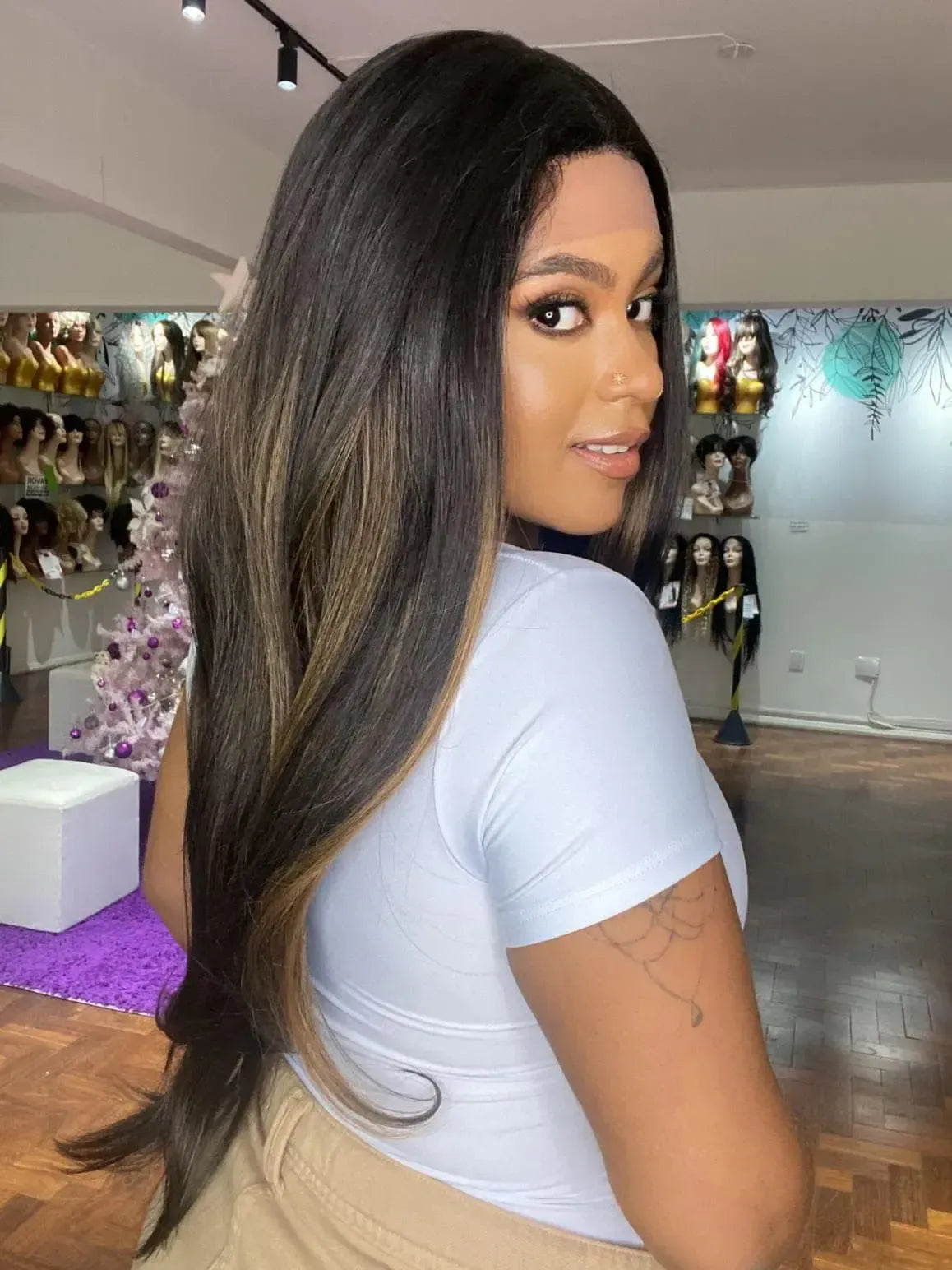 Lace Front Cida Castanho Luzes TF2