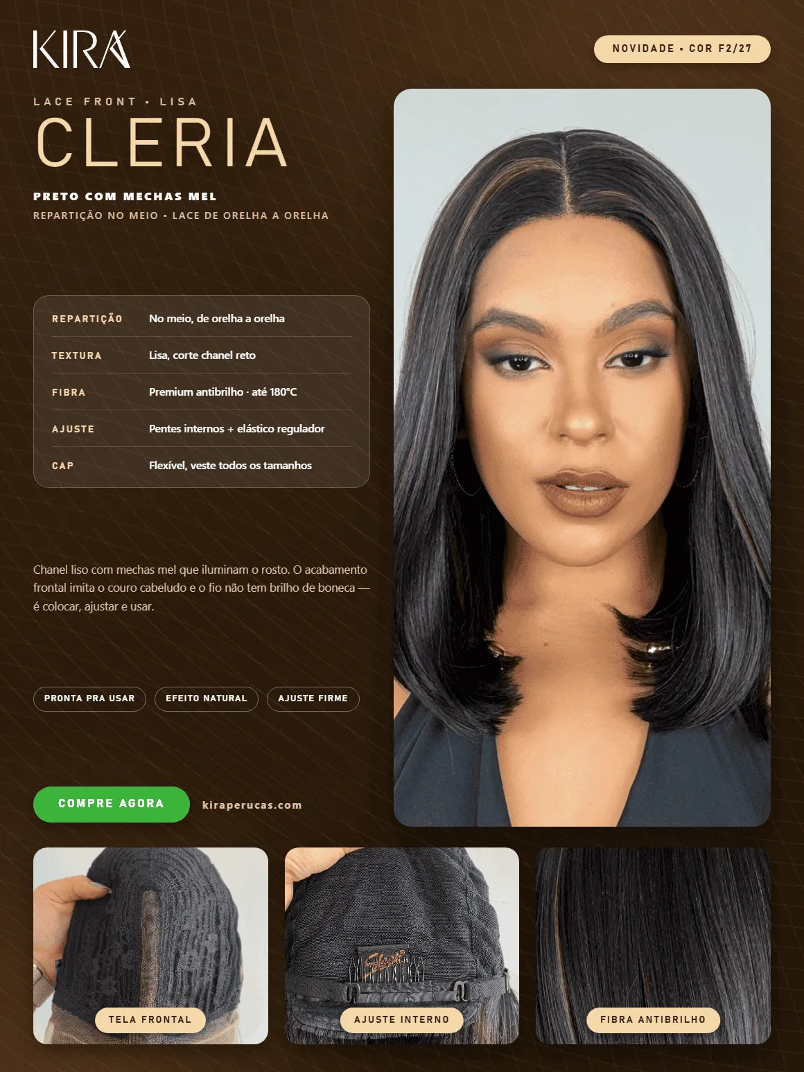 Lace Front Clelia Castanho com Luzes