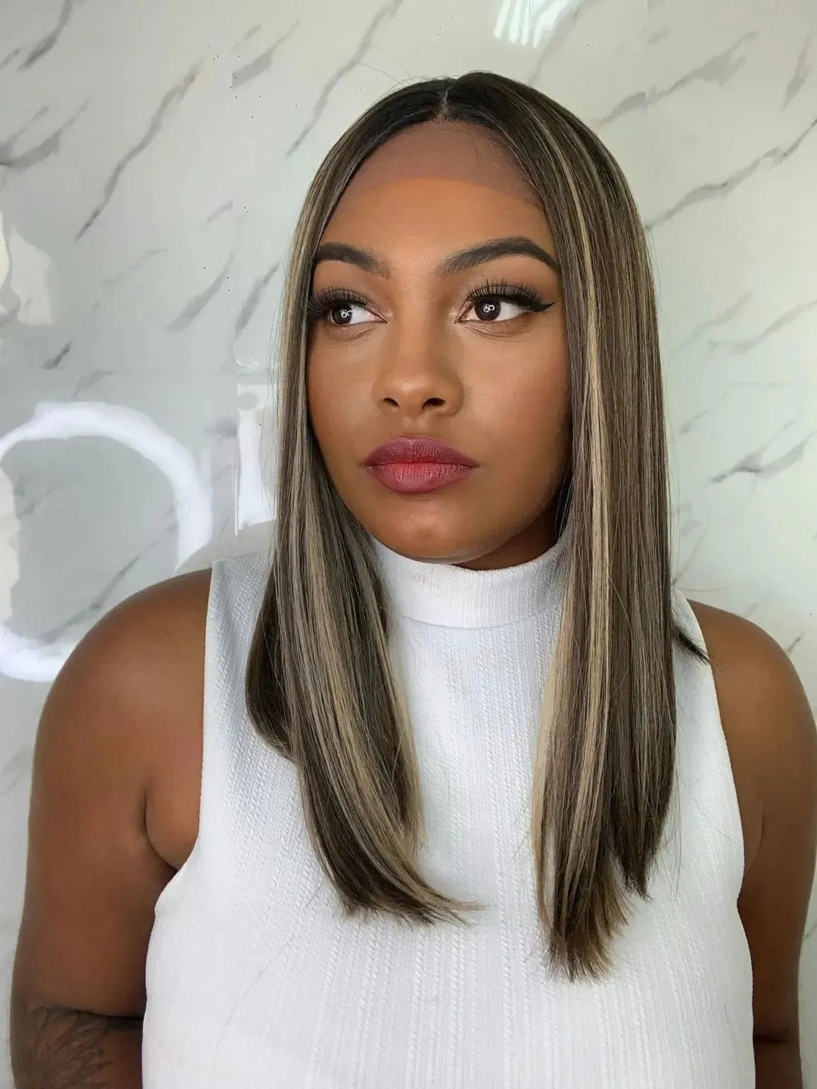 Lace Front Dominick Loira Luzes Lisa Longbob 50cm