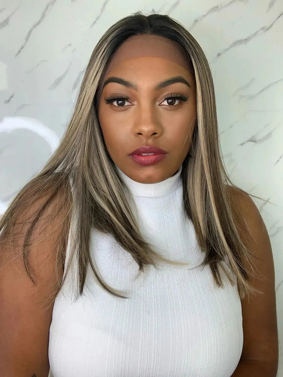 Lace Front Dominick Loira Luzes Lisa Longbob 50cm