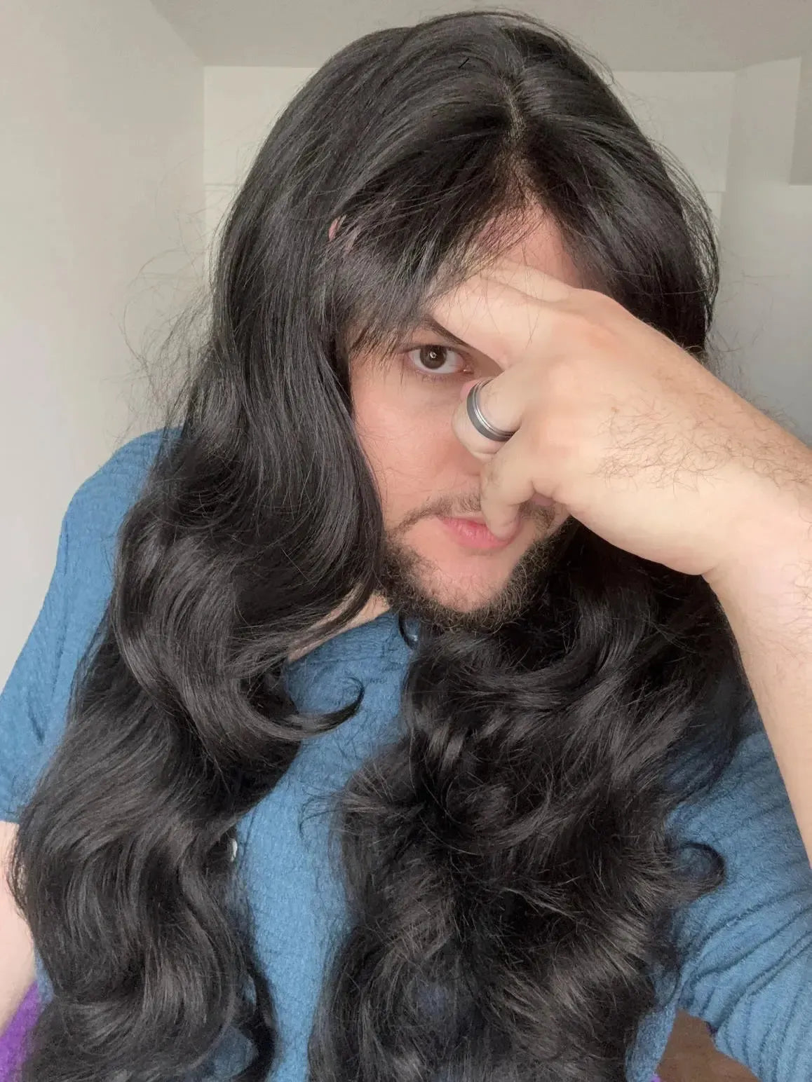 Lace Front Fibra Premium Preta Peça Única 056