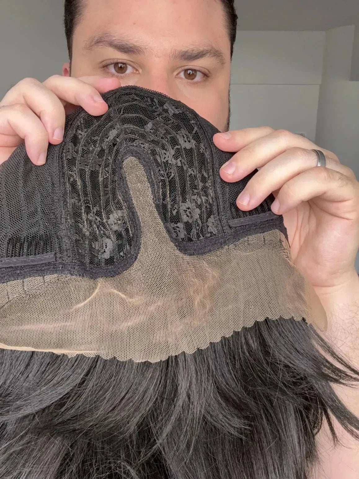 Lace Front Fibra Premium Preta Peça Única 056