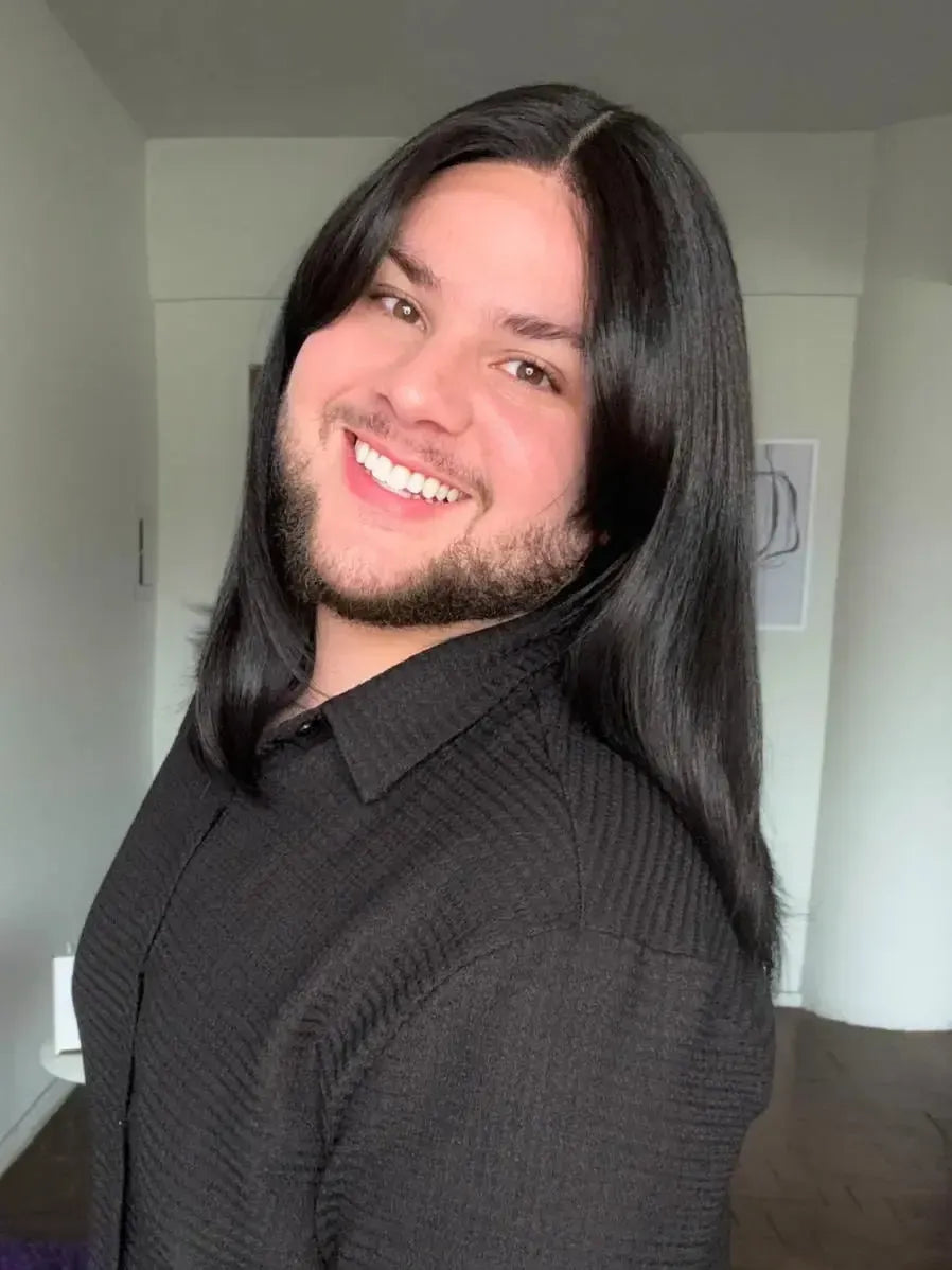 Lace Front Franja Lateral Castanho Escuro Fibra Premium Peça Única 021