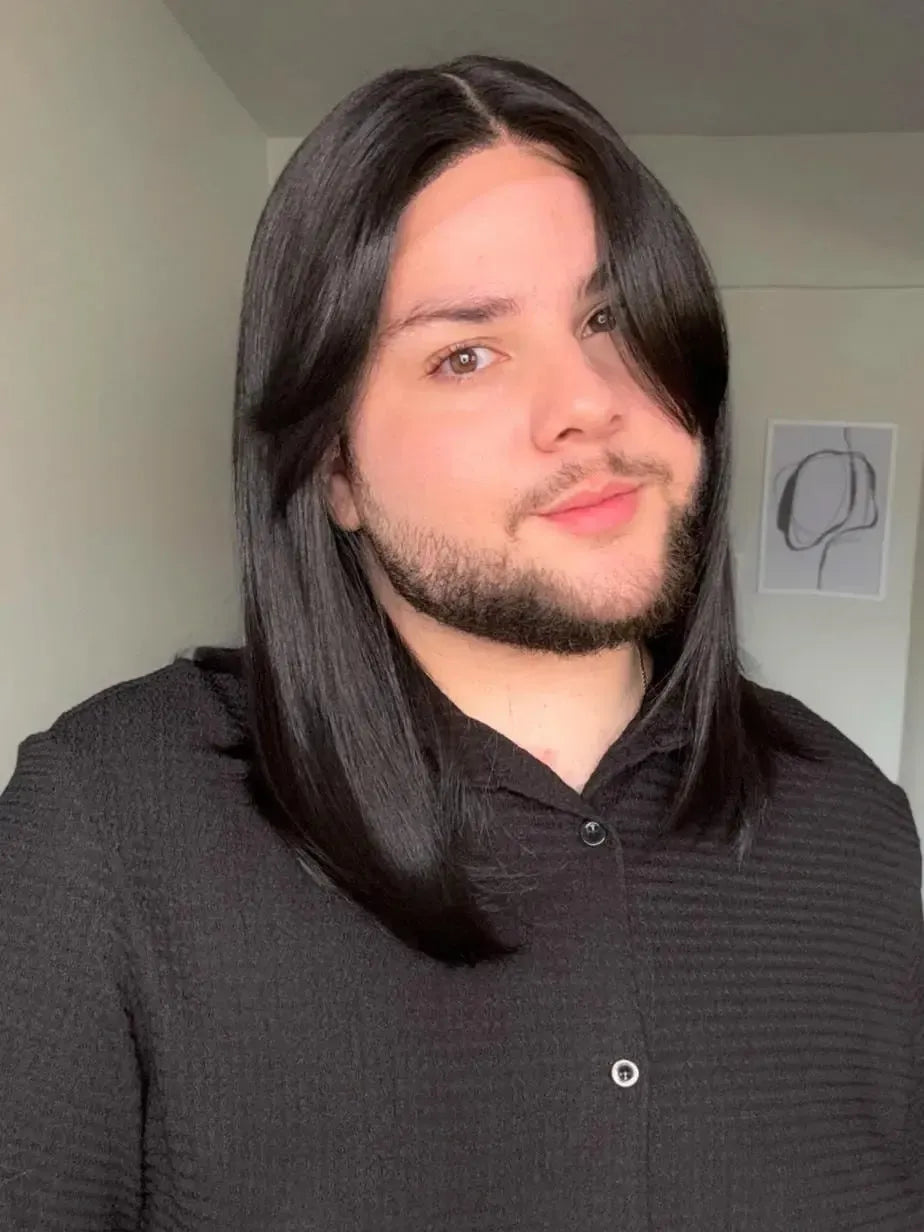 Lace Front Franja Lateral Castanho Escuro Fibra Premium Peça Única 021