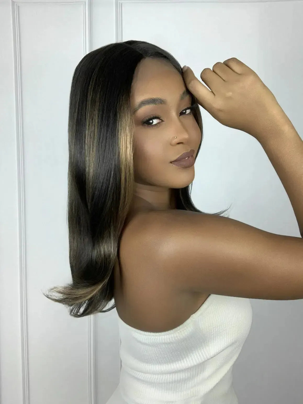 Lace Front Giba Castanho com Luzes