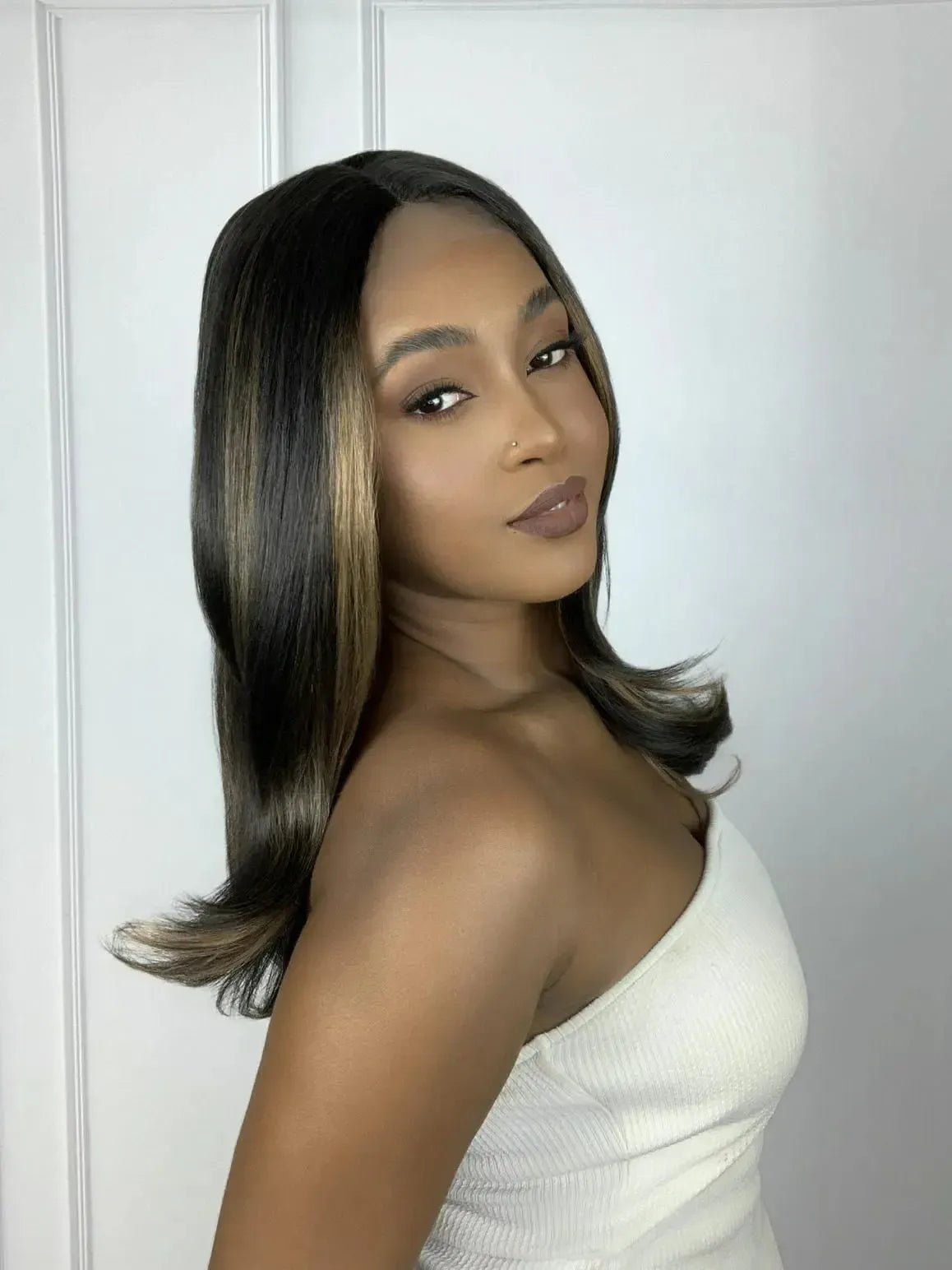 Lace Front Giba Castanho com Luzes