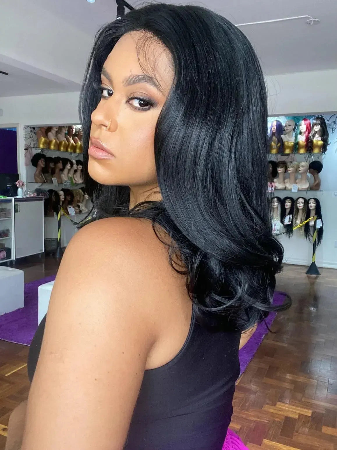 Lace Front Giba Preta Ondulada
