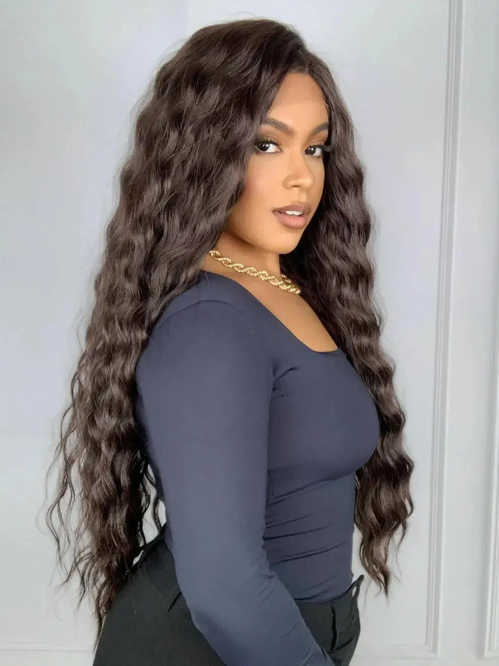 Lace Front HD Gianna Castanho F5/6A Ondulada - Repartição Livre 13x4