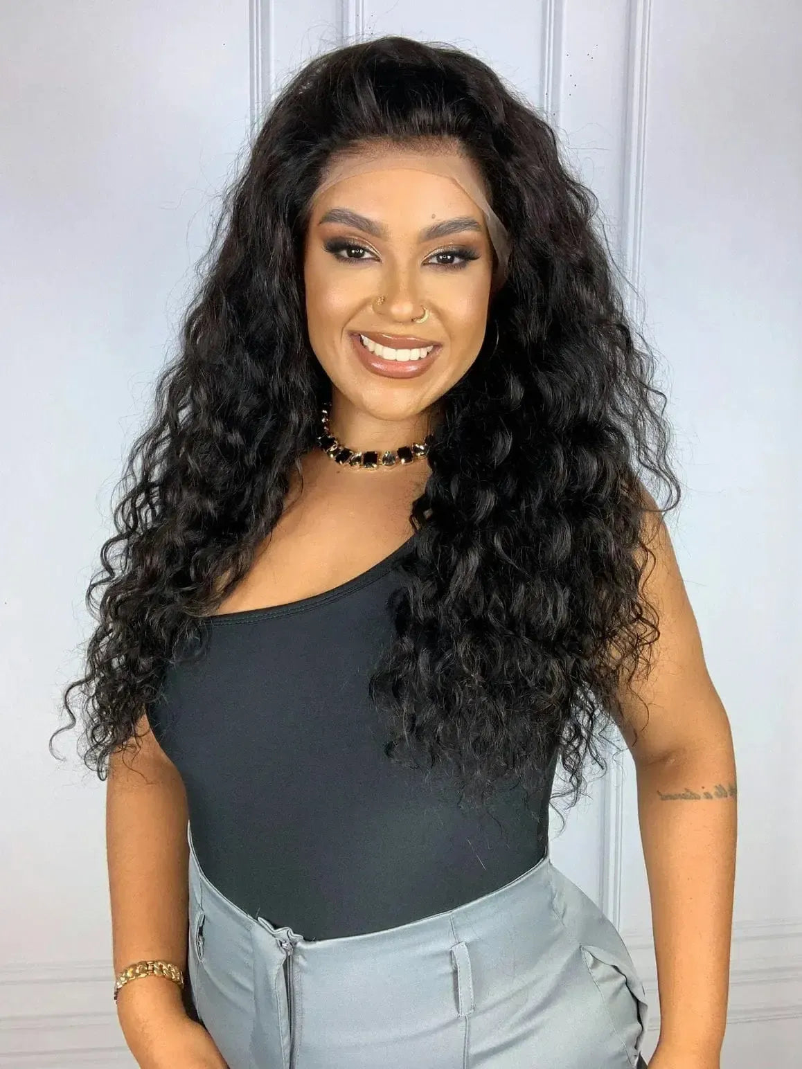 Lace Front Humana Colete Cacheada Repartição Livre 13x6