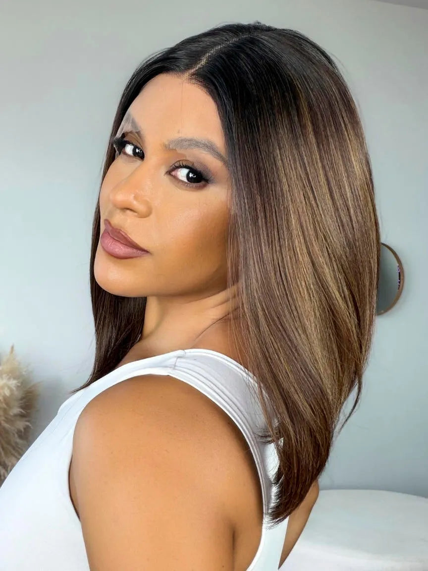 Lace Front Ingrid Longbob Castanho Luzes 33/22