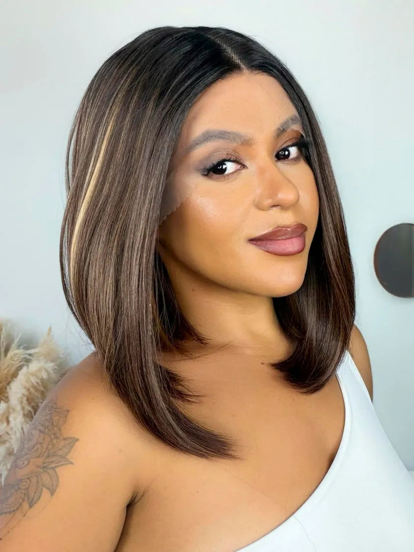 Lace Front Ingrid Longbob Castanho Luzes 33/22