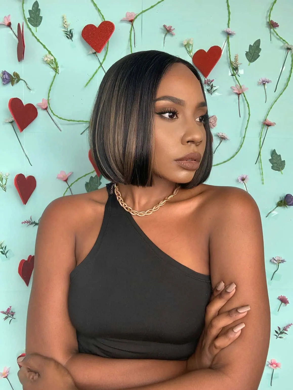 Lace Front Joa Castanho Escuro com Mechas - Repartição Livre 13x4