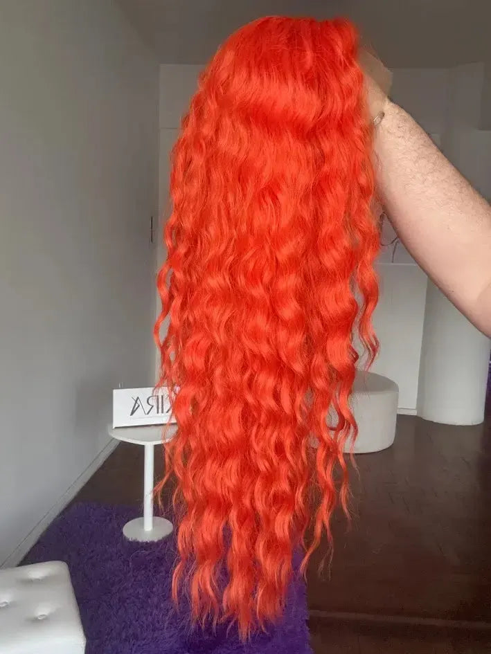 Lace Front Laranja Repartição Livre 13x4 Peça Única 023