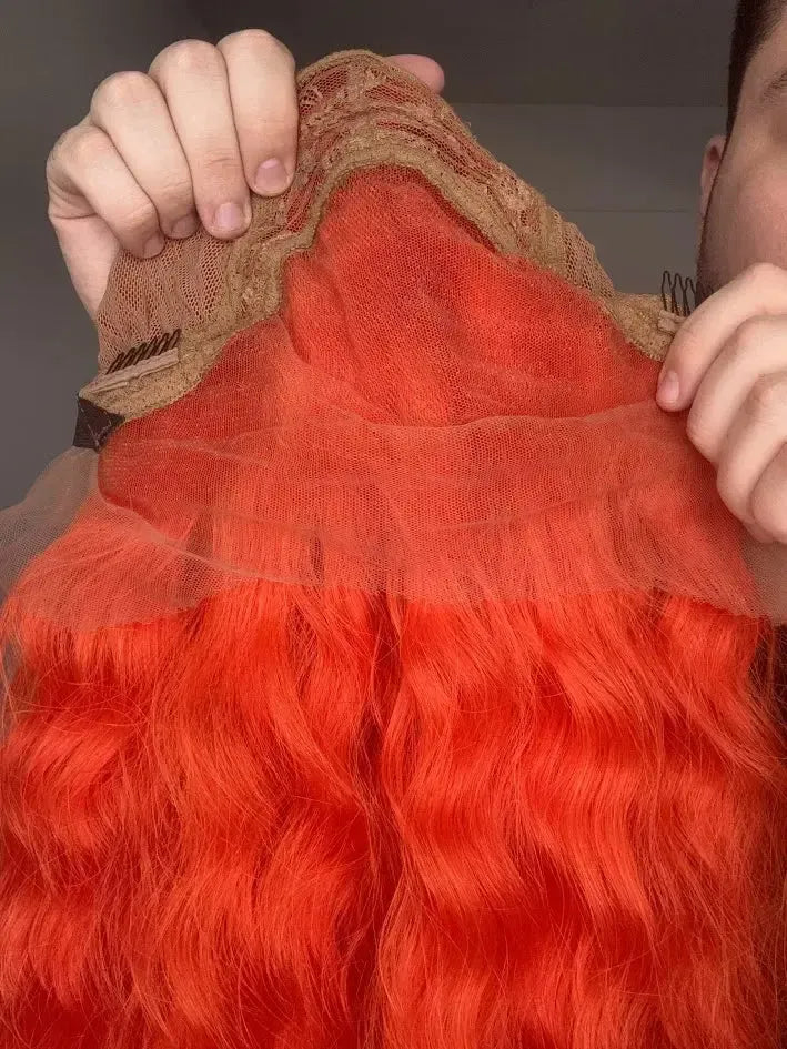 Lace Front Laranja Repartição Livre 13x4 Peça Única 023