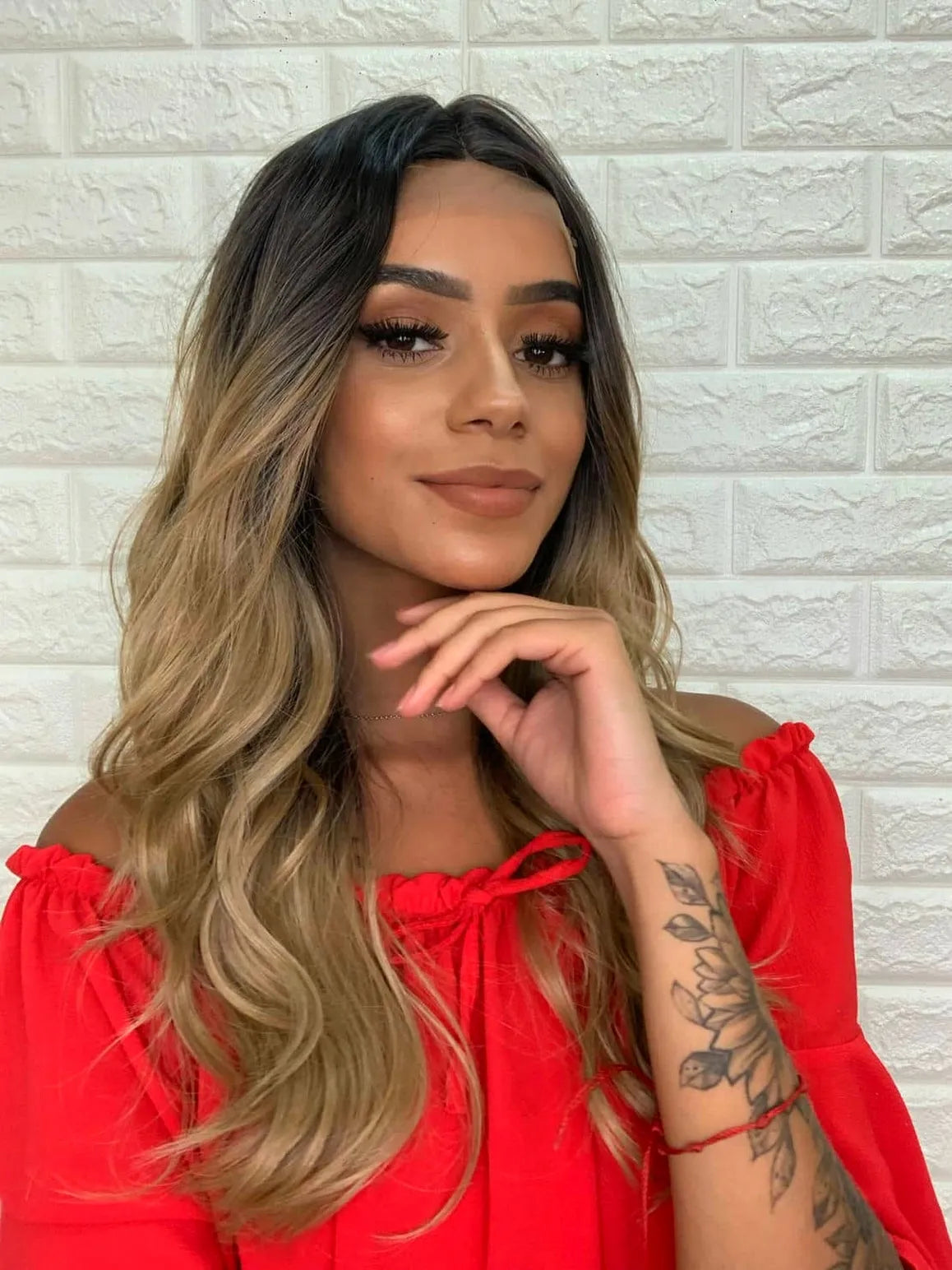Lace Front Lorelay Castanha Raiz Castanha Ondulada