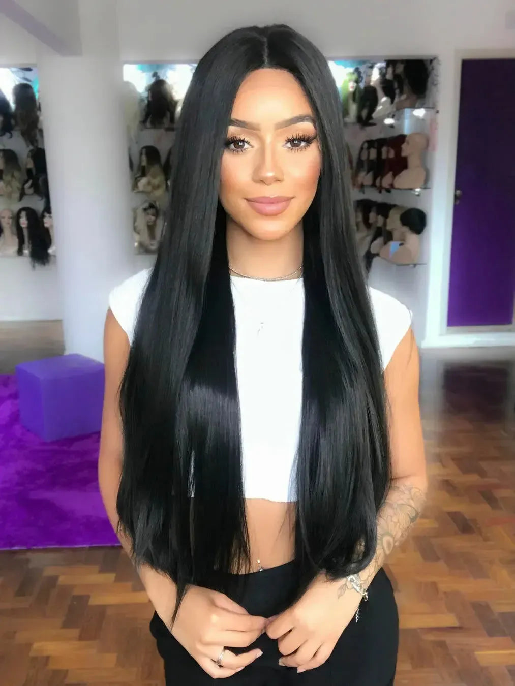 Lace Front Luiza Castanho Escuro Lisa 80cm - Repartição Livre 13x3