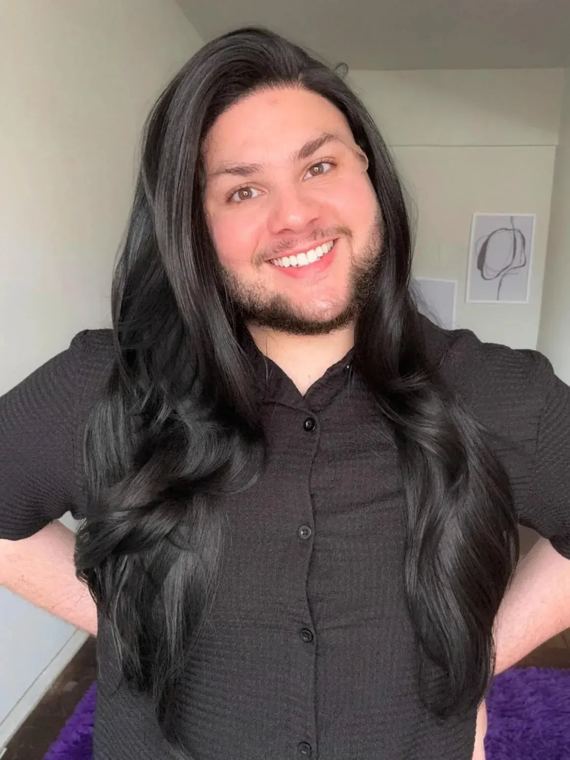 Lace Front Preta Repartição Livre 13x4 Peça Única 017