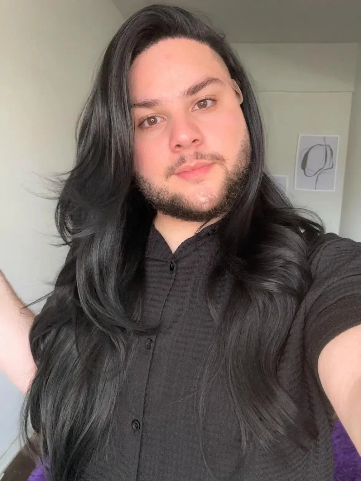 Lace Front Preta Repartição Livre 13x4 Peça Única 017