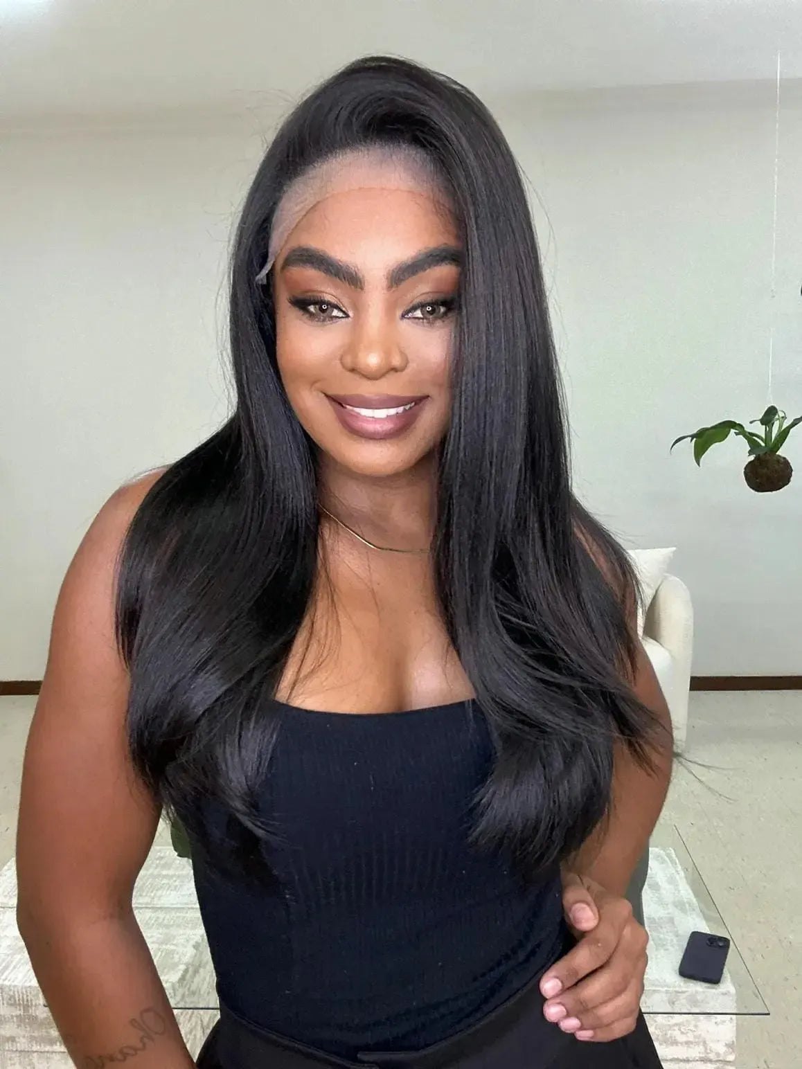 Lace Front Sonia Tela HD Castanho Escuro Repartição Livre 13x6