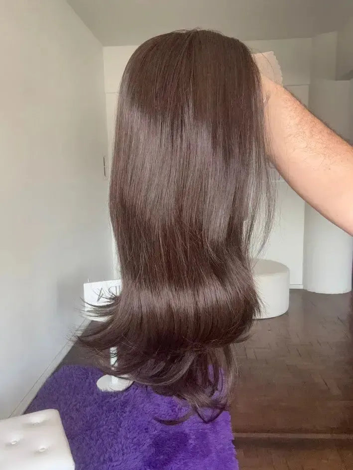 Lace Front Tela HD Castanha Repartição Livre 13x6 Peça Única 030