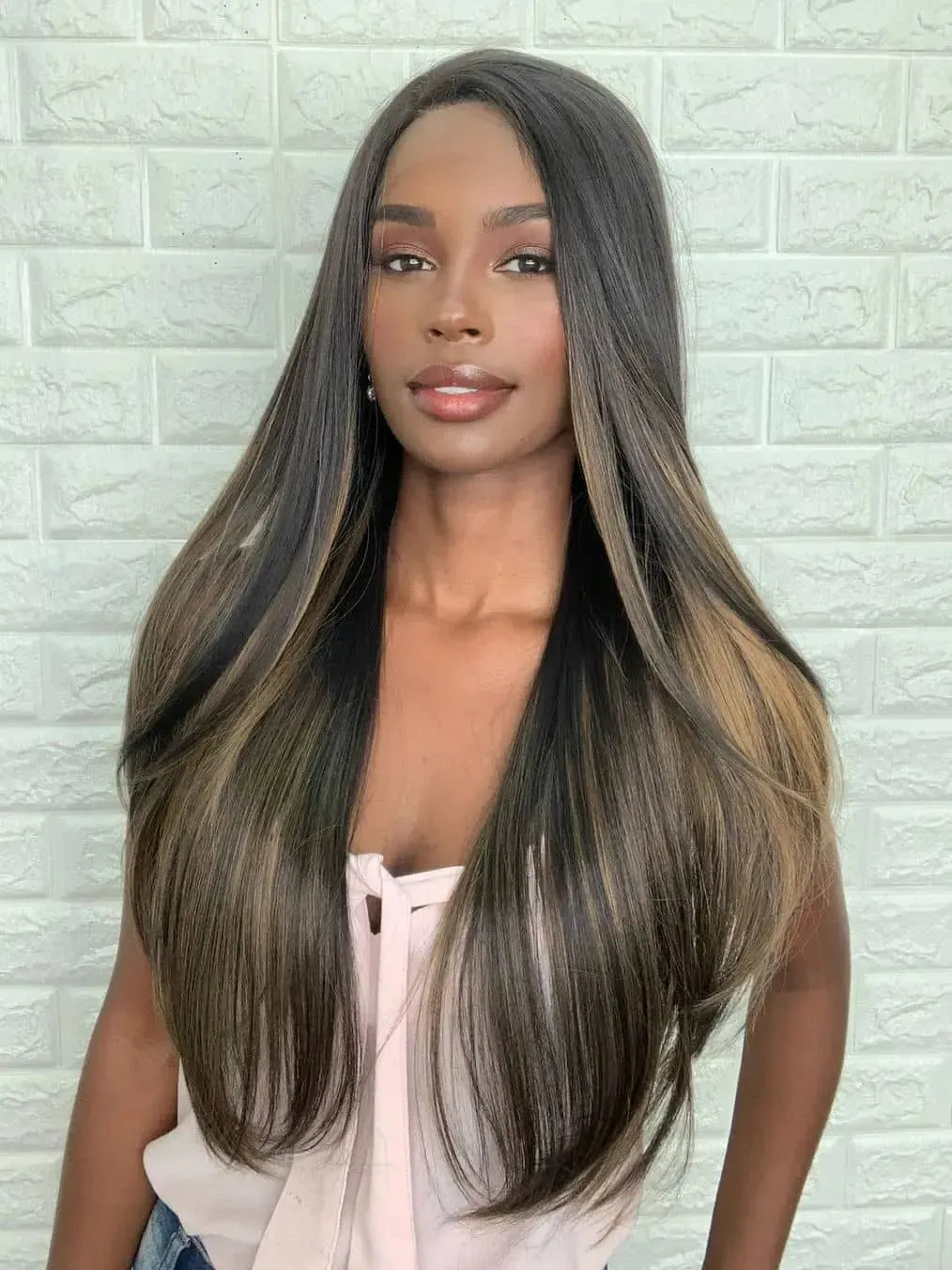 Lace Front Tela HD Diamante Castanho Luzes N2/27 - Repartição Livre 13x2