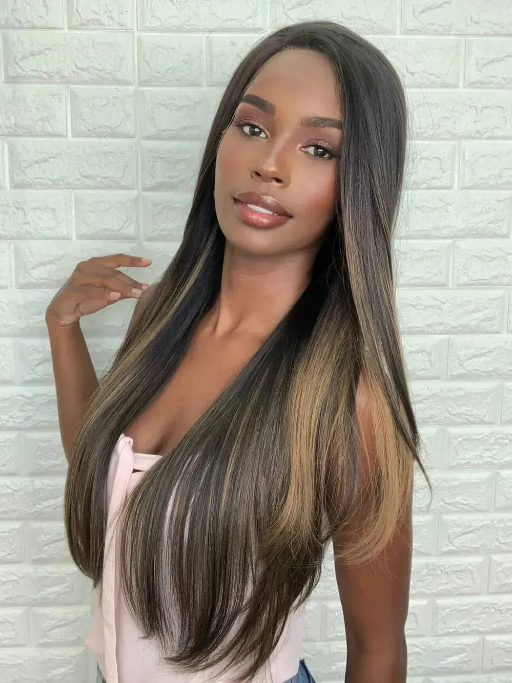 Lace Front Tela HD Diamante Castanho Luzes N2/27 - Repartição Livre 13x2