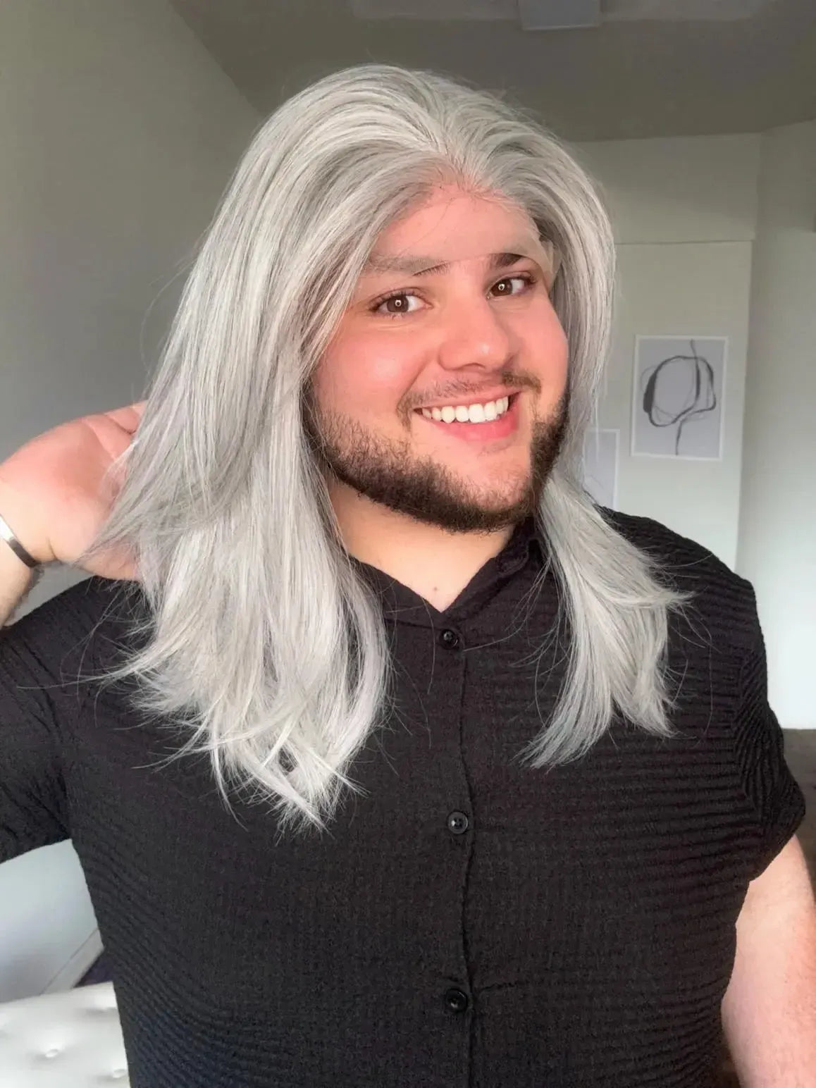 Lace Front Tela HD Grisalha Repartição Livre 13x6 Peça Única 034