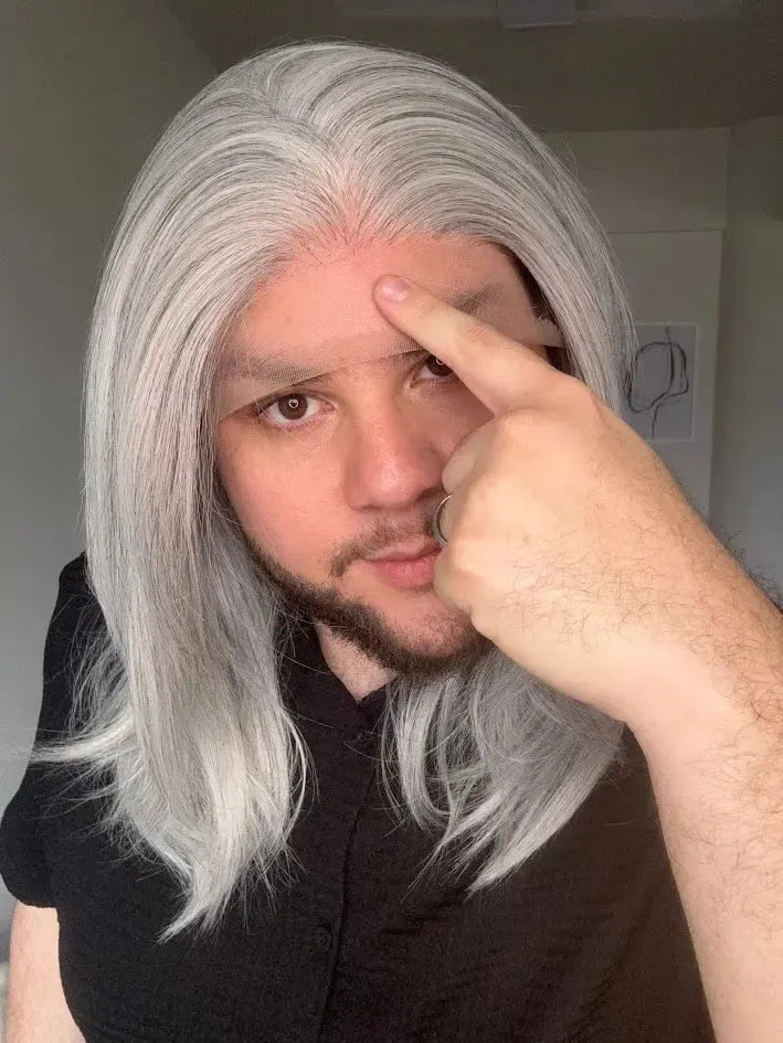 Lace Front Tela HD Grisalha Repartição Livre 13x6 Peça Única 034