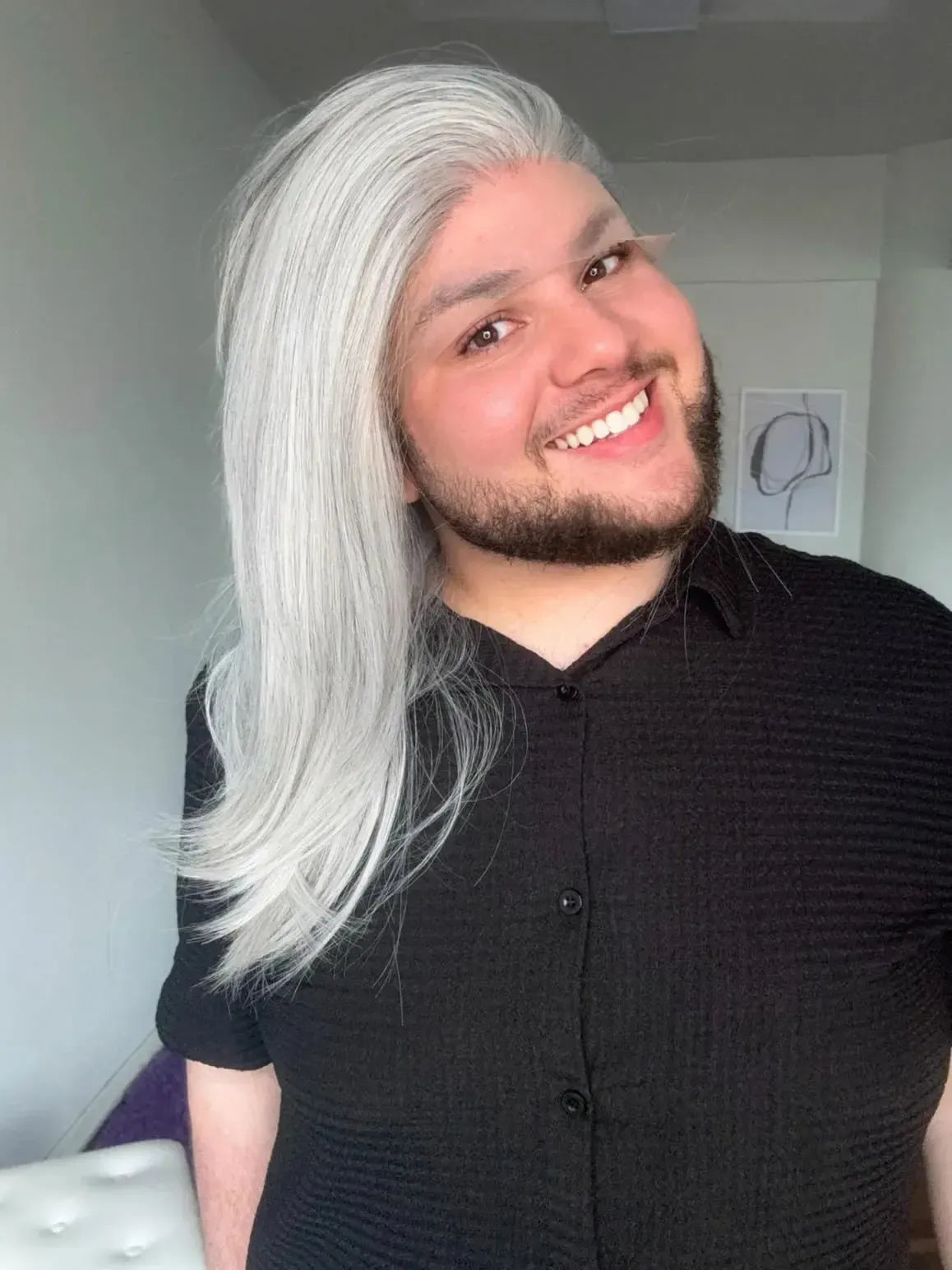 Lace Front Tela HD Grisalha Repartição Livre 13x6 Peça Única 034