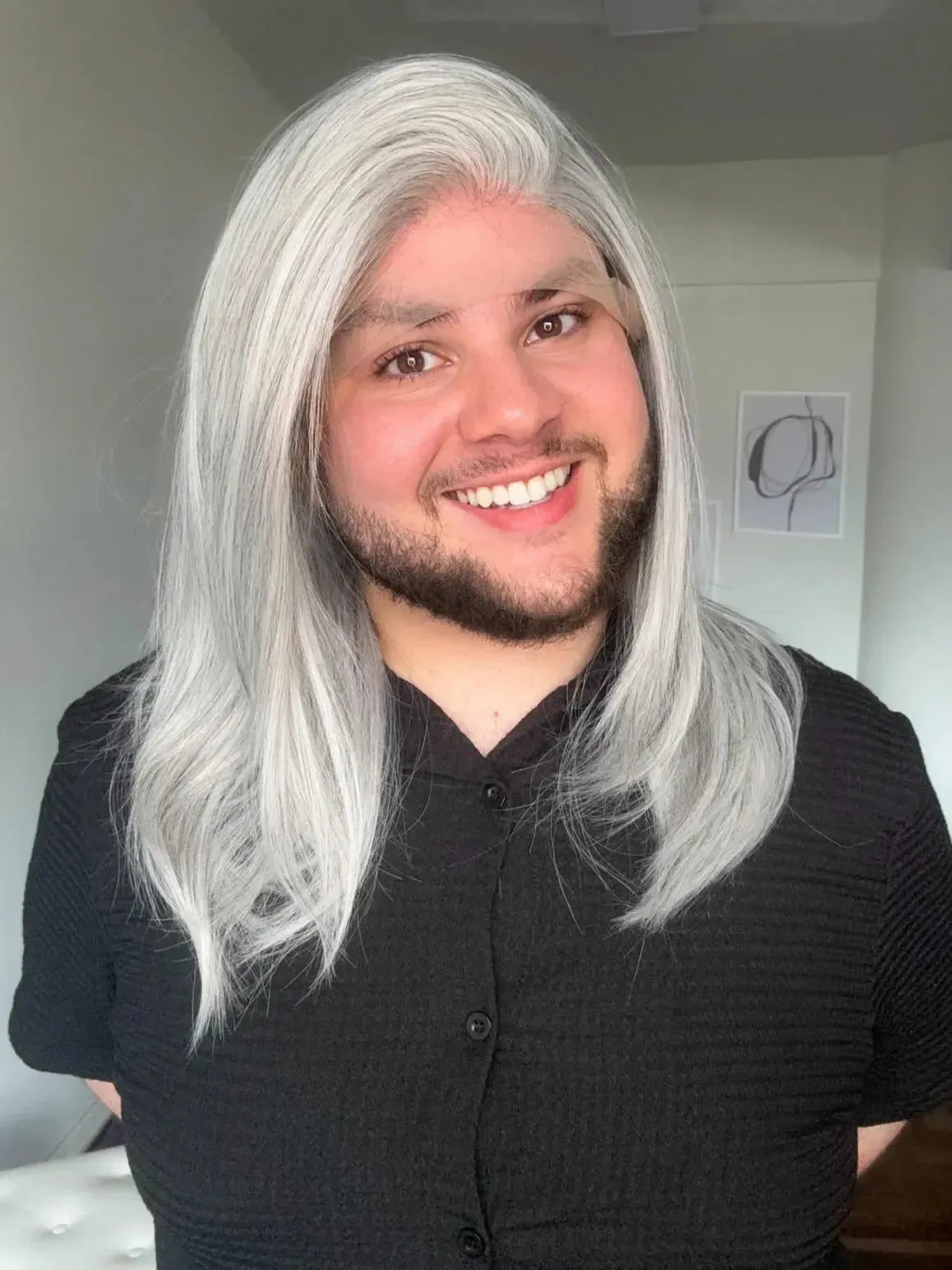 Lace Front Tela HD Grisalha Repartição Livre 13x6 Peça Única 034