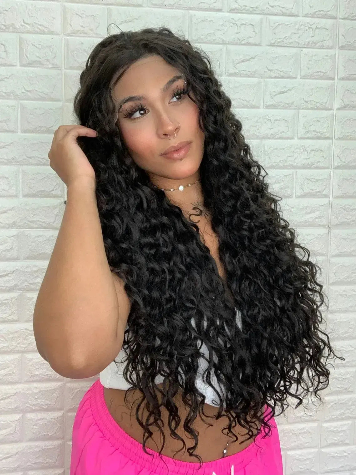 Lace Front Tela HD Italia Castanho Escuro Cacheada - Repartição Livre 13x4