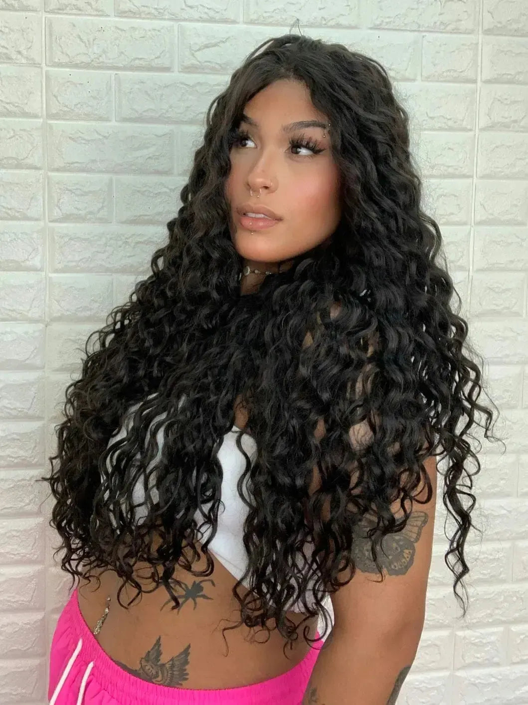 Lace Front Tela HD Italia Castanho Escuro Cacheada - Repartição Livre 13x4